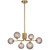 Telbix Felton Rod Pendant Light - 6 Arm - Smoke Tear Glass - 650mm - Antique Gold