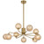Telbix Felton Rod Pendant Light - 9 Arm - Amber Tear Glass - 880mm - Antique Gold