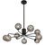 Telbix Felton Rod Pendant Light - 9 Arm - Smoke Tear Glass - 880mm - Black