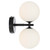 Telbix Felton Indoor Wall Light - 2 Light - Opal Matte Glass - Black