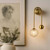 Telbix Felton Indoor Arm Wall Light - Amber Tear Glass - Antique Gold