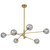 Telbix Gaston Rod Pendant Light - 6 Arm - Smoke Glass - 1050mm - Antique Gold