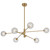 Telbix Gaston Rod Pendant Light - 6 Arm - Clear Prism Glass - 1050mm - Antique Gold