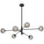 Telbix Gaston Rod Pendant Light - 6 Arm - Smoke Tear Glass - 1050mm - Black