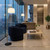 Telbix Hoff Black Marble Base Floor Lamp - Opal Matte Shade - Antique Gold