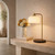 Telbix Hoff Black Marble Base Desk Lamp - Opal Matte Shade - Antique Gold