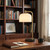Telbix Hoff Black Marble Base Desk Lamp - Opal Matte Shade - Antique Gold