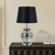 Telbix June Smoke Glass Base Table Lamp - Black Shade - Chrome