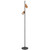 Telbix Kindle Industrial Floor Lamp - 2 Light - Wood Shade - Black