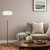 Telbix Lasian Industrial Floor Lamp - White Shade - Brown & Gold