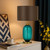 Telbix Manolo Glass Base Table Lamp - Brown Shade - Green & Gold