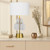 Telbix Melania Art Deco Table Lamp - White Shade - Gold