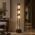 Telbix Osada 3 Light Floor Lamp - White Shade - Wood & Black