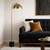 Telbix Ortez Black Marble Base Floor Lamp - Gold Shade - Antique Gold