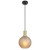 Telbix Patino Black Cord Pendant Light - Amber Glass - 200mm - Gold