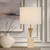 Telbix Renara Travertine Base Table Lamp - Beige Shade - Gold & Cream