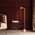 Telbix Satrom LED Floor Lamp - White Marble Base - Antique Brass