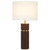 Telbix Valda Leather Base Table Lamp - Ivory Shade - Gold & Brown