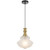 Telbix Verdun Black Cord Pendant Light - Frost Glass - Antique Gold