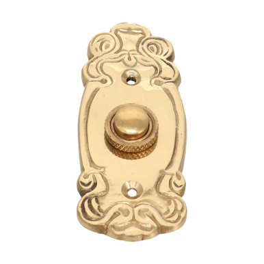 Domino Art Nouveau Doorbell Button - 98 x 40mm - Polished Brass