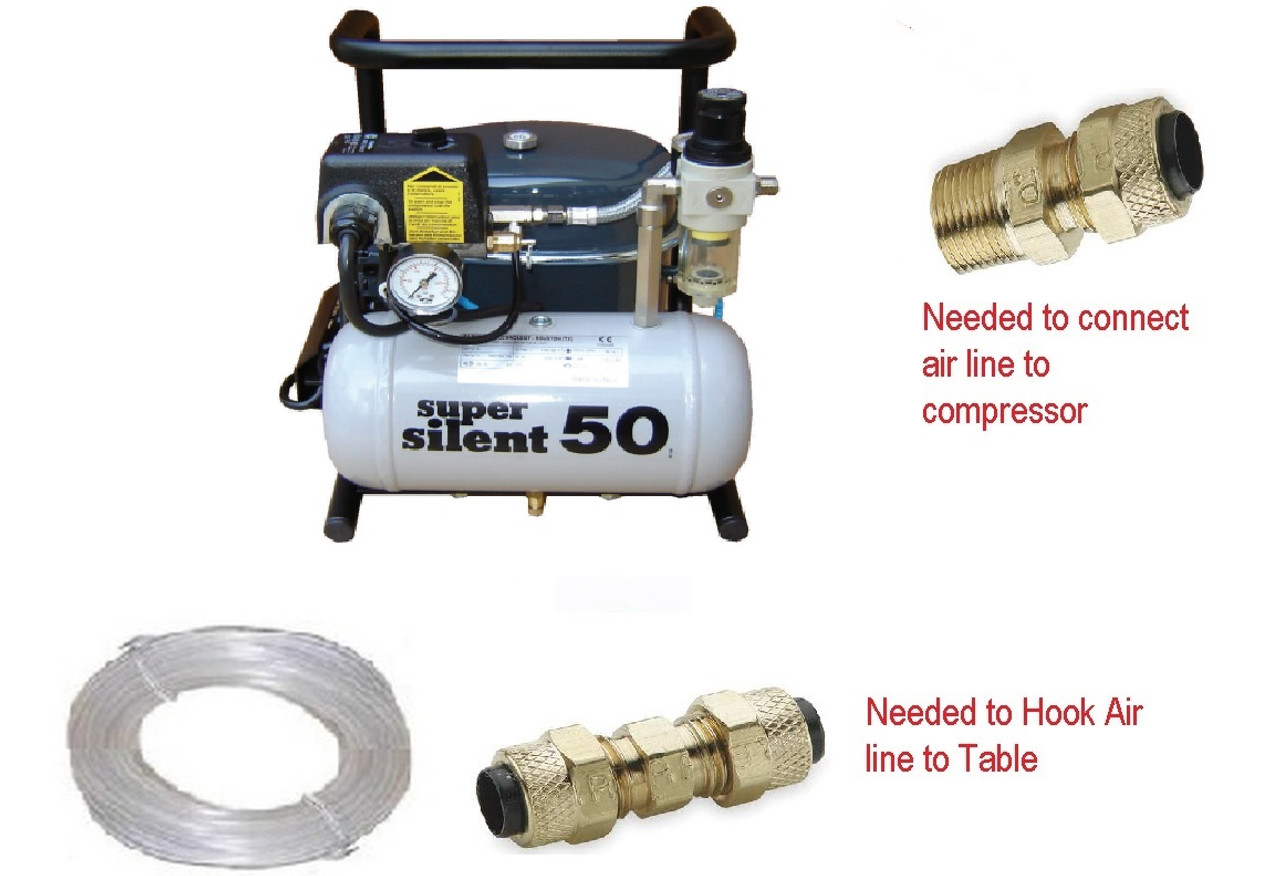 Silent Air Compressor /Super Silent TC50 - 25 FT air Line & Connectors