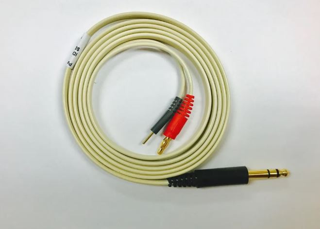 Dynatronics Compatible Gold "Combo" Stereo Plug to Pin/Banana Combo Ends Lead Wires