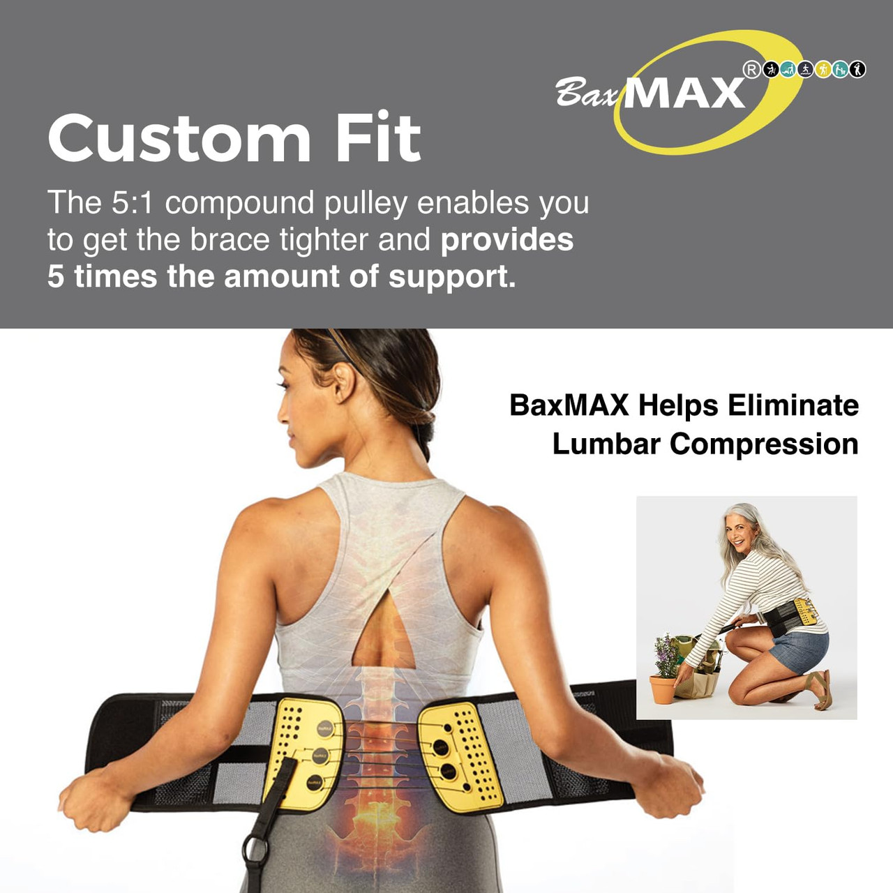 BaxMAX Ultimate Back Support, BaxMAX Back Support, Back Brace, Back Support Brace, Back Support, Brace, Support Brace, Low Back Brace, Low Back Support, Chronic Back Pain, Back Pain, Acute Low Back Brace, lumbar compression brace, lumbar brace, lumbar back brace, lumbar support, lumbar back support