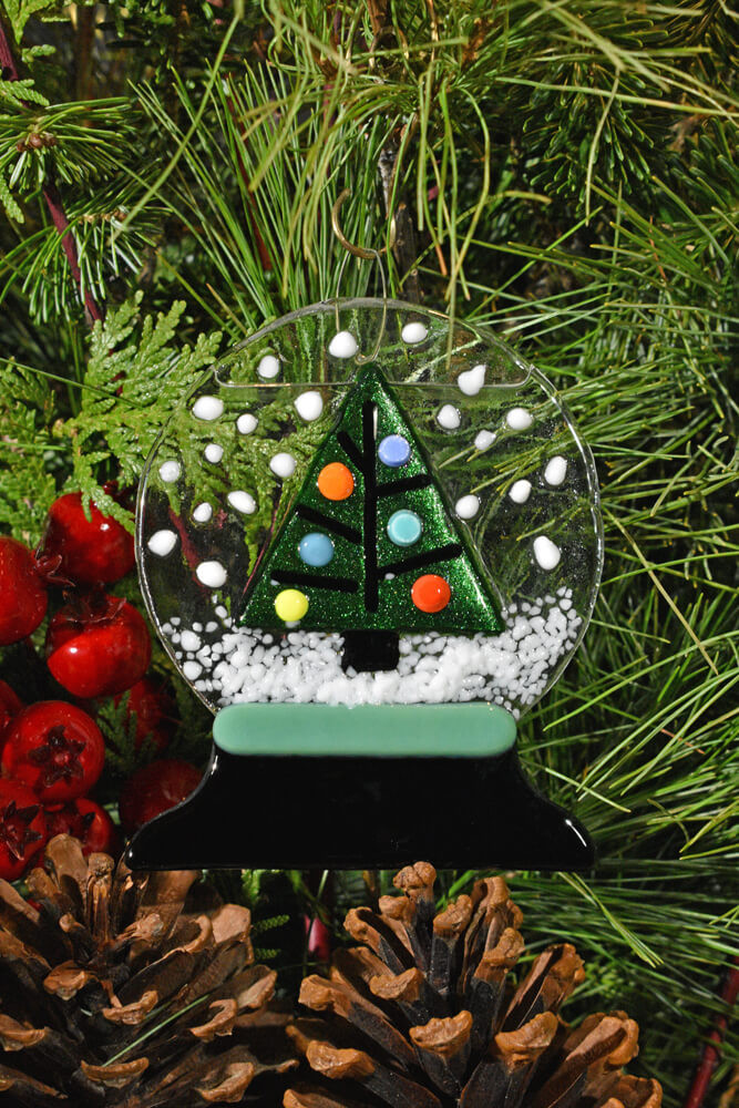 Fused Glass Snow Globe Ornaments