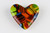 Chromatic Cast Glass Heart Paperweight with Shades of Blue, Green, Orange and Yellow