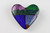 Dichroic Color Mix on Black with Clear Gloss Finish Cast Glass Heart Paperweight