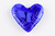 Cobalt Blue Opaque and Transparent Cast Glass Heart Paperweight