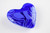 Side View of Cobalt Blue Opaque and Transparent Cast Glass Heart Paperweight