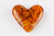 Orange and Clear Confetti Cast Glass Heart Paperweight