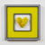 Canary yellow cast glass heart with complementary kilncarved glass frame.