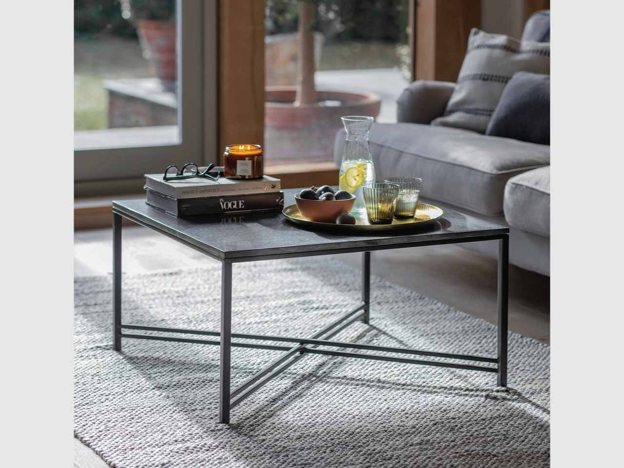 Marble coffee table with shop metal legs