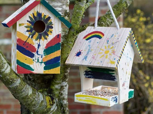 Paint Your Own Bird Feeder in the garden