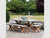 Burford Table and Bench Set, Small in natural Polystone outdoor furniture