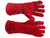 Red leather welding and barbecue gloves