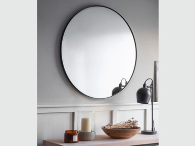 Cherington Round Wall Mirror - Black