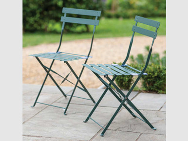 Pair of Rive Droite Bistro Chairs in Forest Green Steel