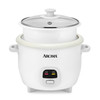 AROMA® 6-Cup Rice Cooker & Food Steamer with Bonded Granite® Nonstick Ceramic & Pop-Up Steam Tray - White