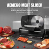 Electric Meat slicer for Home Use 200W, Aemego Food Slicer with Removable Stainless Steel Blade, Adjustable Thickness, Meat Cutter Machine for Deli, Jerky, Fruit, Cheese, Bread, Salami, Bacon, Black