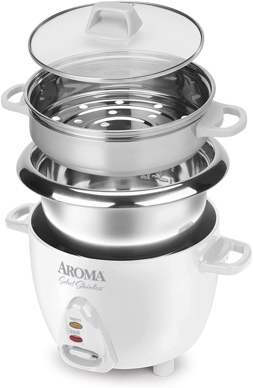 Aroma 6-Cup Rice Cooker with Stainless Steel Inner Pot