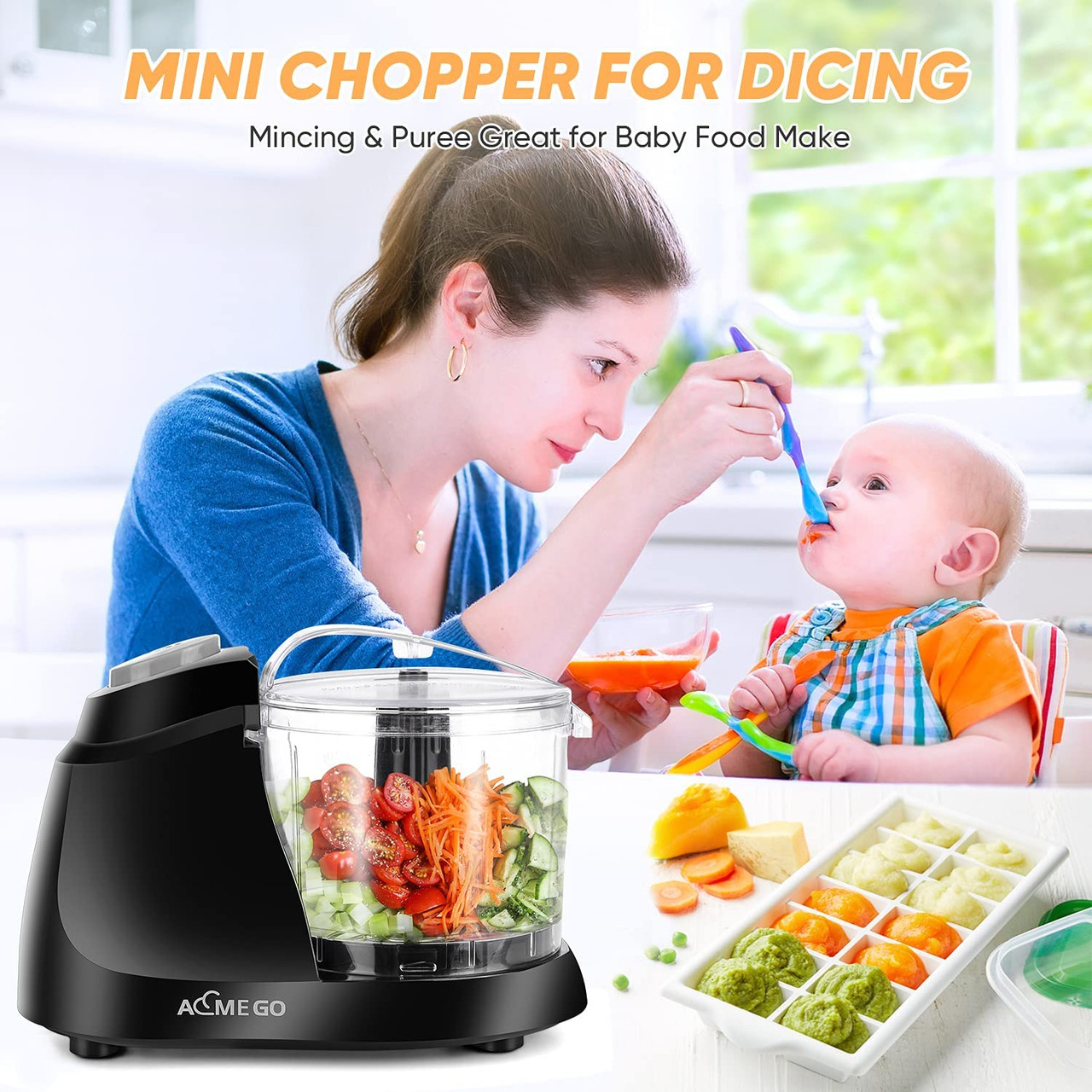 Aemego Mini Food Processor 1.5 Cup Meat &Vegetable Electric Food