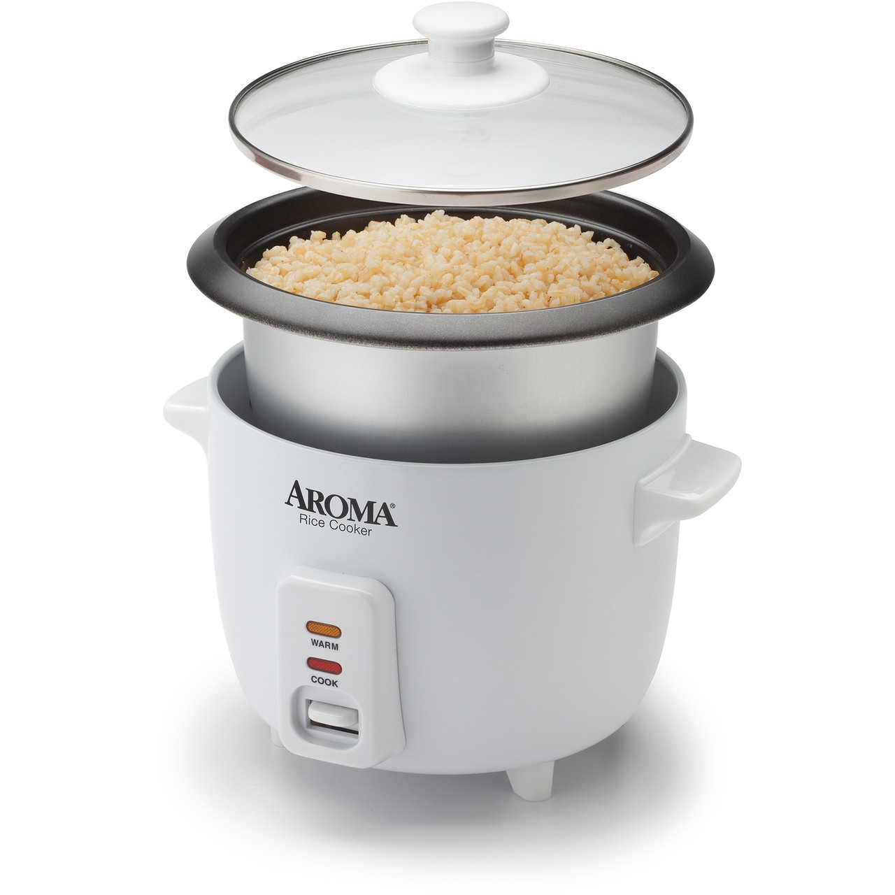 Aroma Housewares 6-Cup (Cooked) 1.5 qt. One Touch Rice Cooker, White