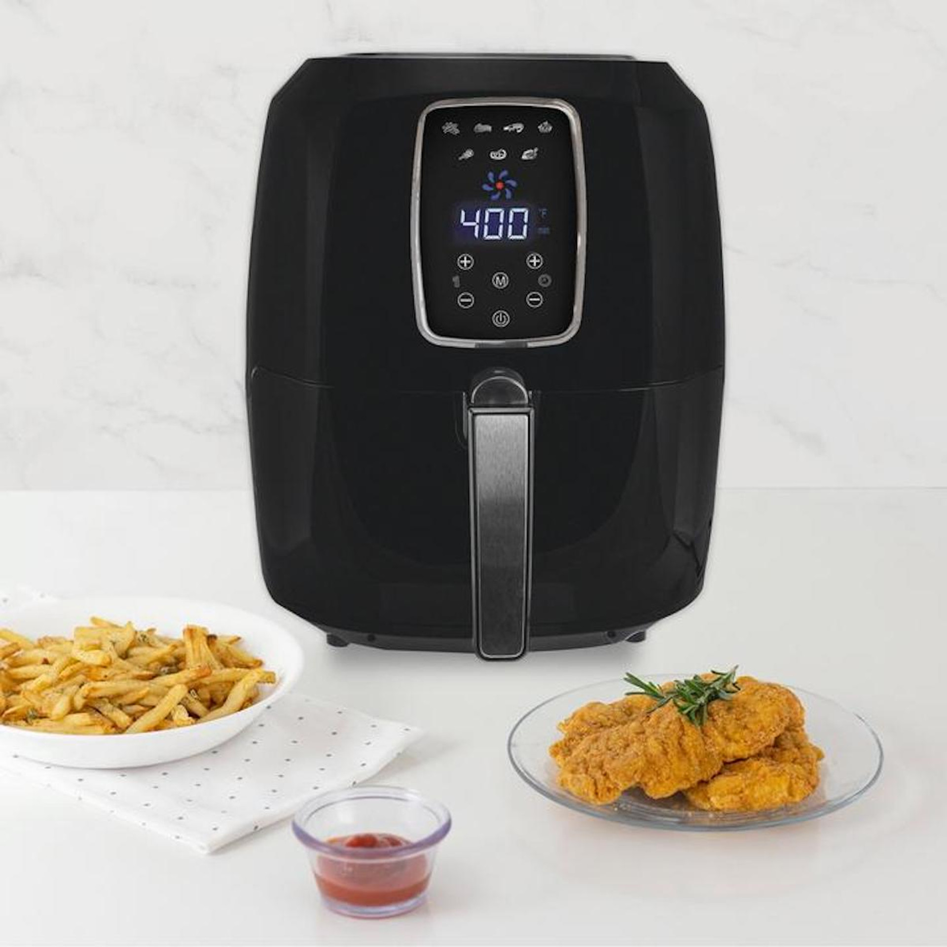 KALORIK 5.3 QUART DIGITAL AIR FRYER XL, BLACK AND STAINLESS STEEL