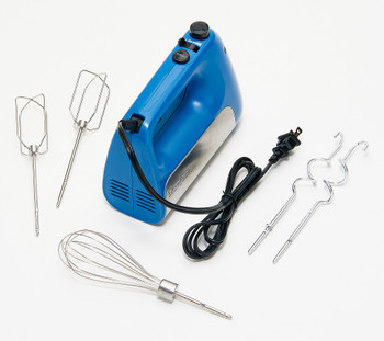 Blue Jean Chef Variable Speed Hand Mixer with Dough Hooks and Whisk - Open Box