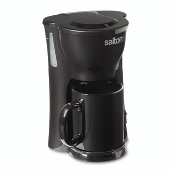 Salton 1 Cup Mini Compact Drip Coffee Maker with Reusable Mesh Filter, With Bonus Ceramic Mug for Home or Office, 10 Ounce Capacity, Black (FC1205)