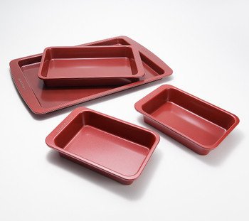 Wolfgang Puck Nonstick Sheet Pan and 4 Silicone Trays Refurbished Red