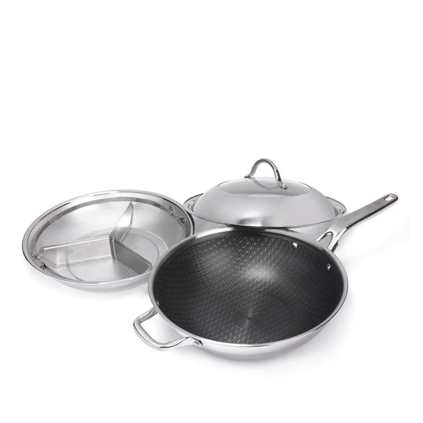 Chef Jet Tila 4-piece Hybrid Nonstick Stainless Steel Chef's Pan Set Refurbished